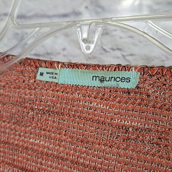 Maurices Aztec Open Front Fringe Drapey Cardigan Henna Knitted Long Sleeve Cardi - Picture 12 of 13